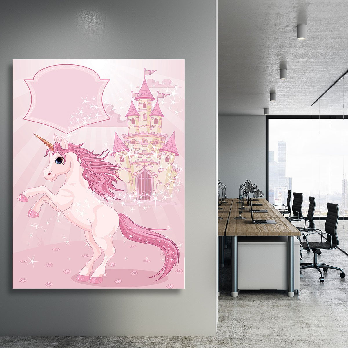 Fairy Tale Castle and Unicorn Canvas Print or Poster