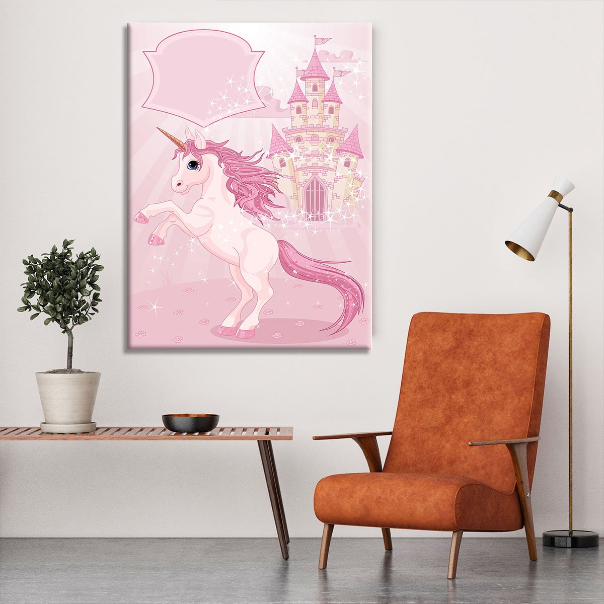 Fairy Tale Castle and Unicorn Canvas Print or Poster
