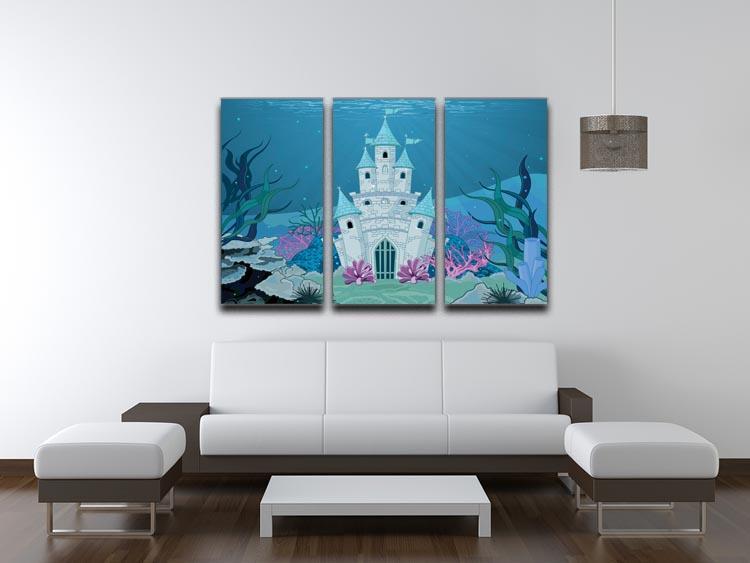 Fairy Tale Mermaid Princess Castle 3 Split Panel Canvas Print - Canvas Art Rocks - 3