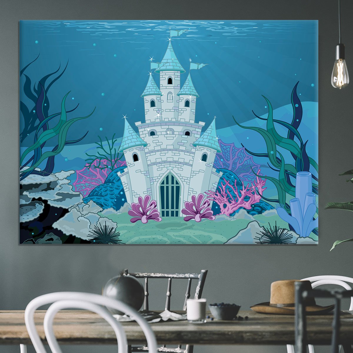 Fairy Tale Mermaid Princess Castle Canvas Print or Poster