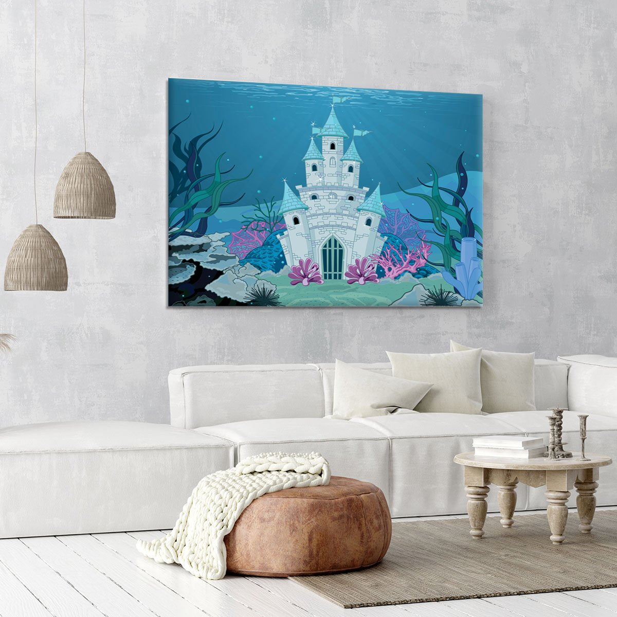 Fairy Tale Mermaid Princess Castle Canvas Print or Poster