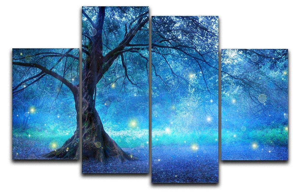 Fairy Tree In Mystic Forest 4 Split Panel Canvas  - Canvas Art Rocks - 1