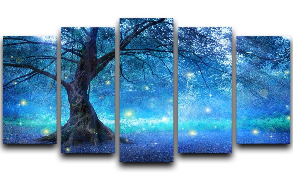 Fairy Tree In Mystic Forest 5 Split Panel Canvas  - Canvas Art Rocks - 1