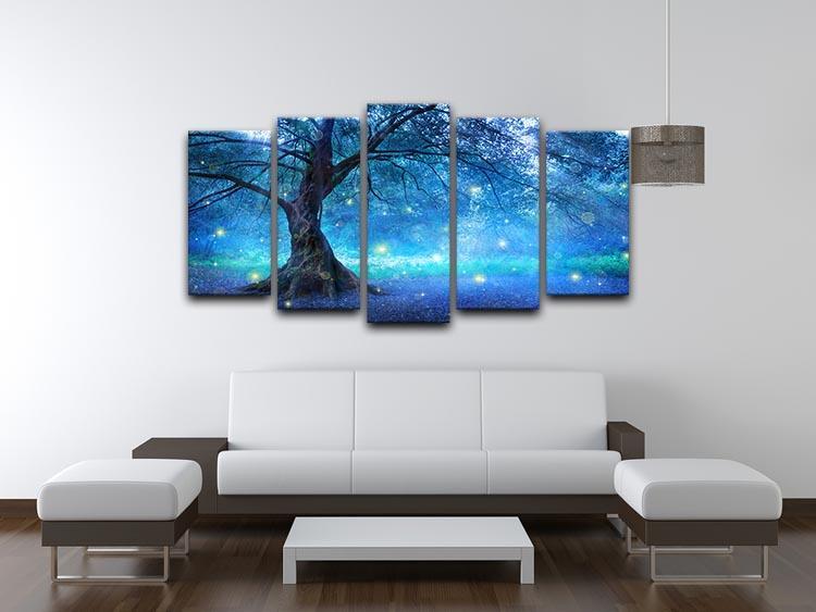 Fairy Tree In Mystic Forest 5 Split Panel Canvas  - Canvas Art Rocks - 3