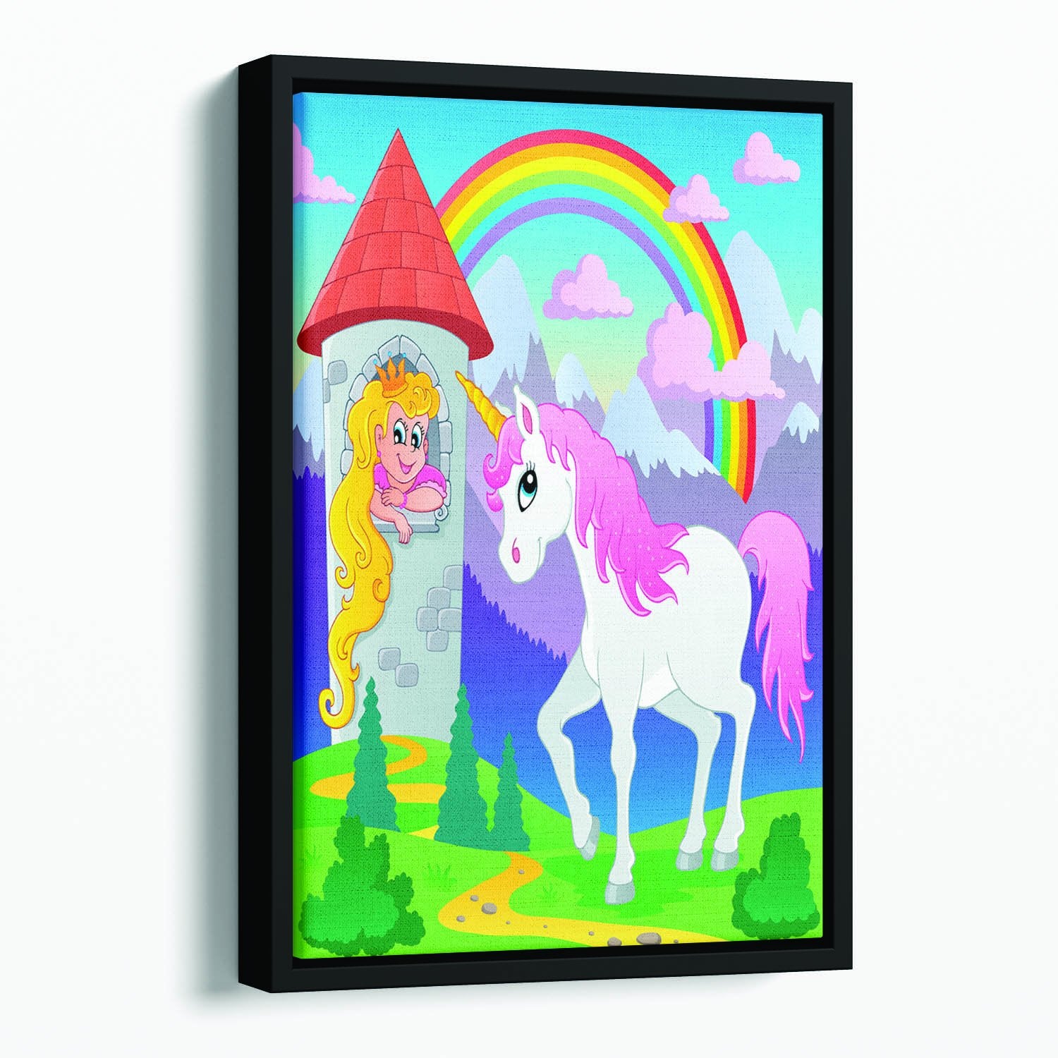 Fairy tale unicorn Floating Framed Canvas