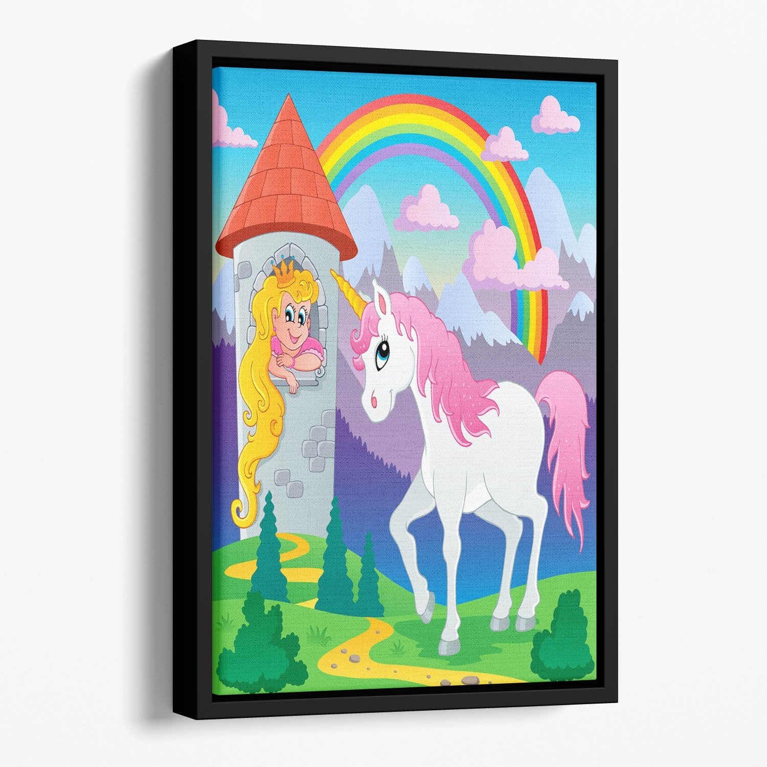 Fairy tale unicorn theme Floating Framed Canvas