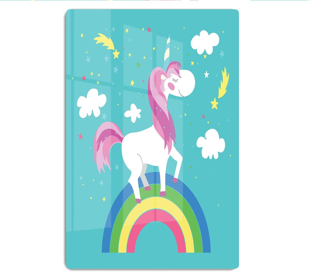 Fairy unicorn with rainbow HD Metal Print