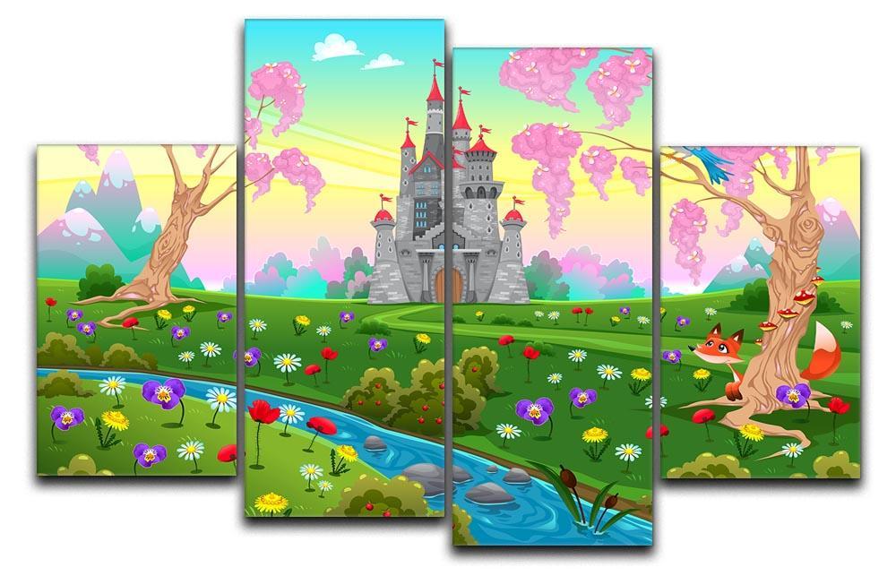 Fairytale scenery with castle 4 Split Panel Canvas  - Canvas Art Rocks - 1