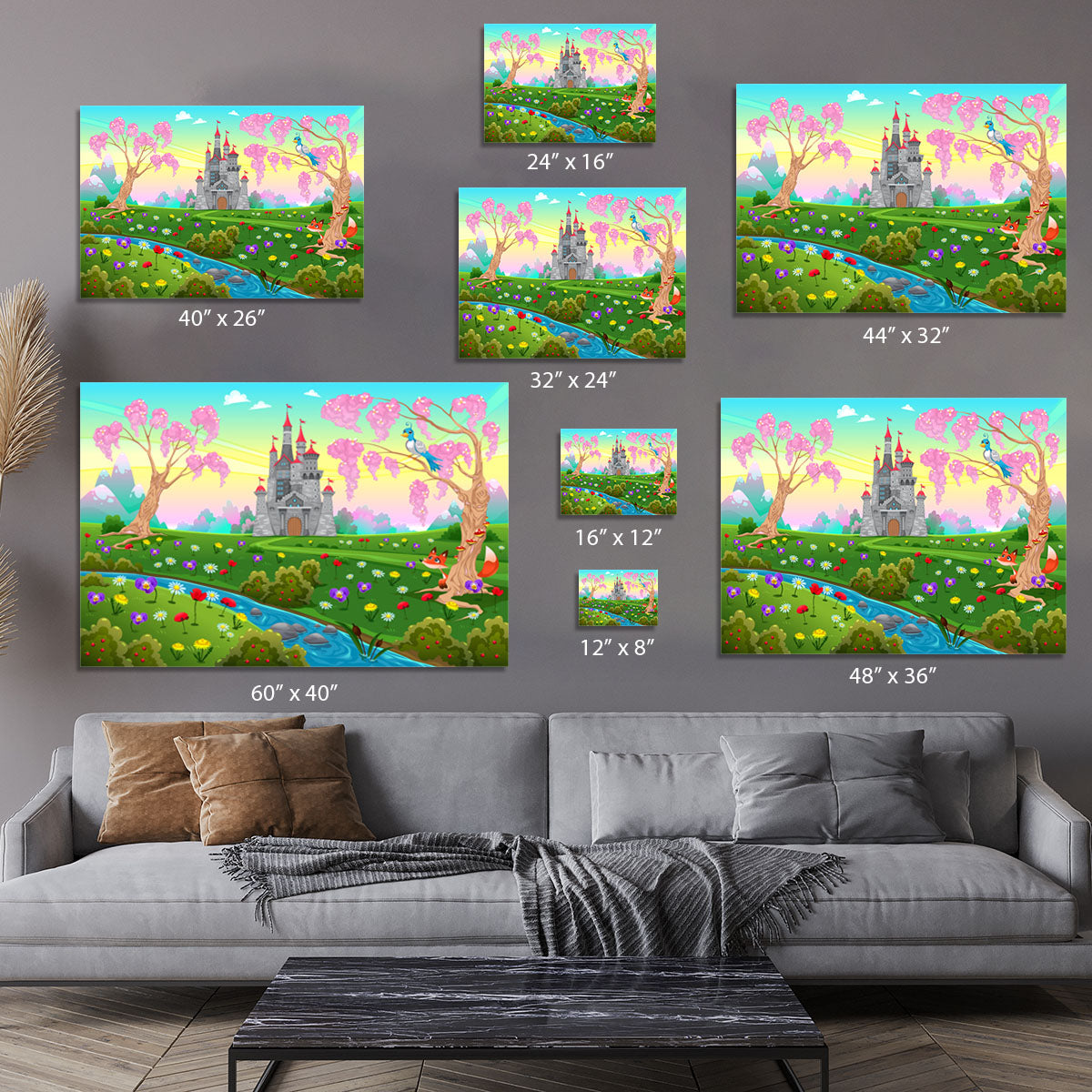 Fairytale scenery with castle Canvas Print or Poster