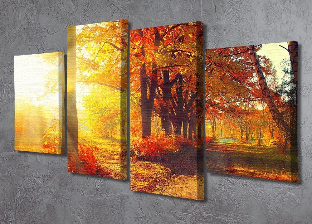 Fall Autumn Park 4 Split Panel Canvas  - Canvas Art Rocks - 2