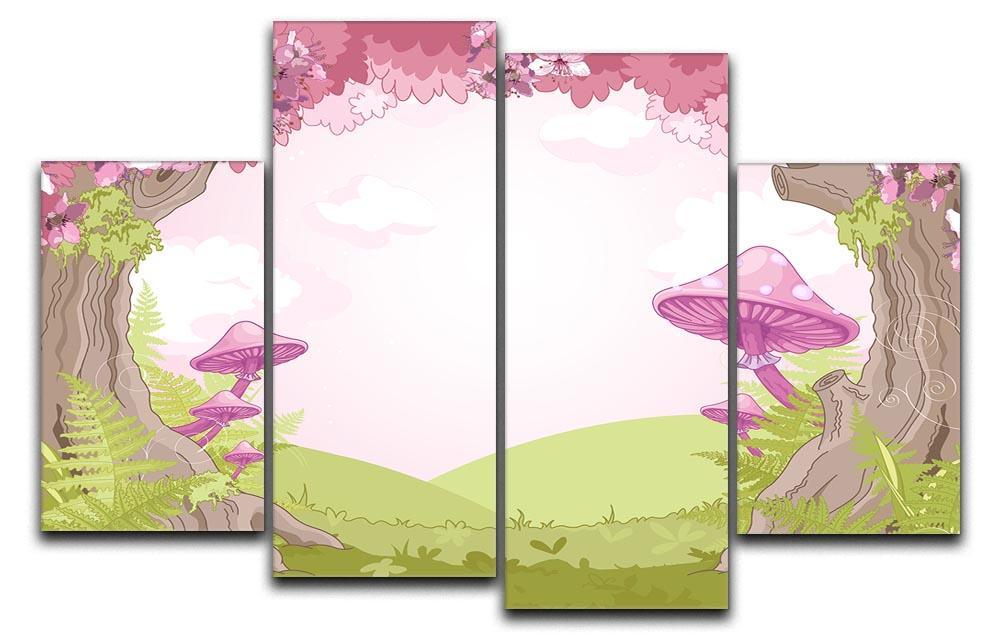 Fantasy landscape with mushrooms 4 Split Panel Canvas  - Canvas Art Rocks - 1