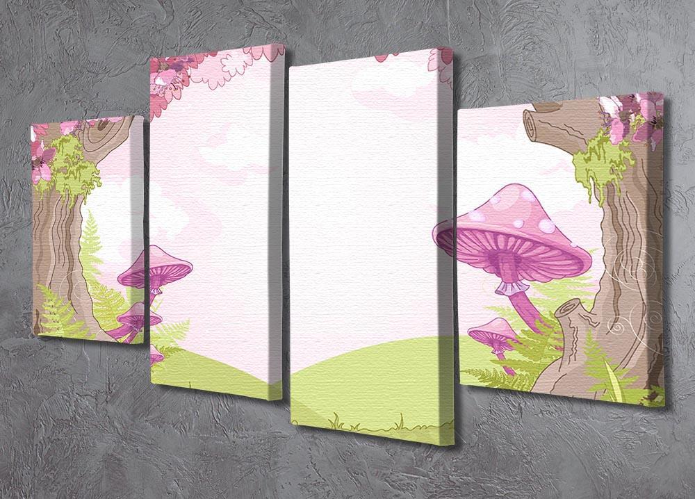 Fantasy landscape with mushrooms 4 Split Panel Canvas - Canvas Art Rocks - 2