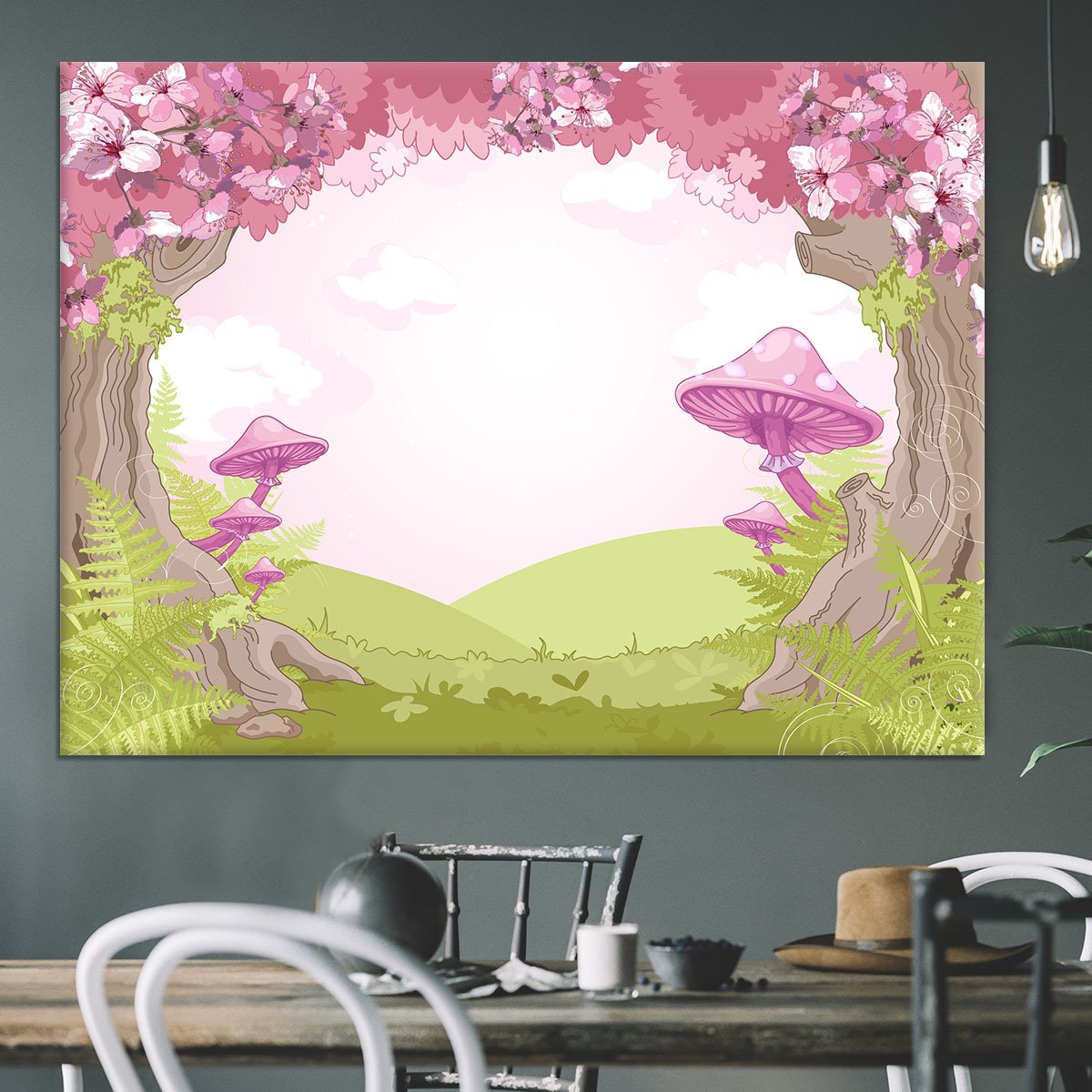 Fantasy landscape with mushrooms Canvas Print or Poster