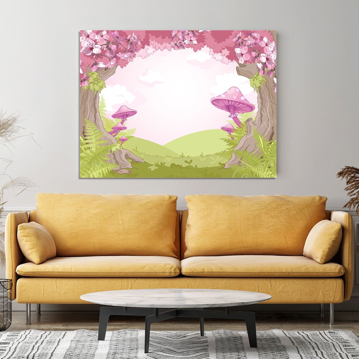Fantasy landscape with mushrooms Canvas Print or Poster