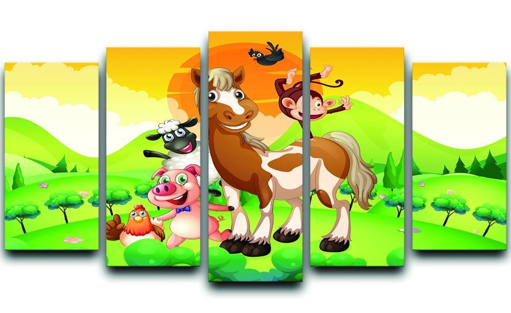 Farm animals in the field 5 Split Panel Canvas - Canvas Art Rocks - 1