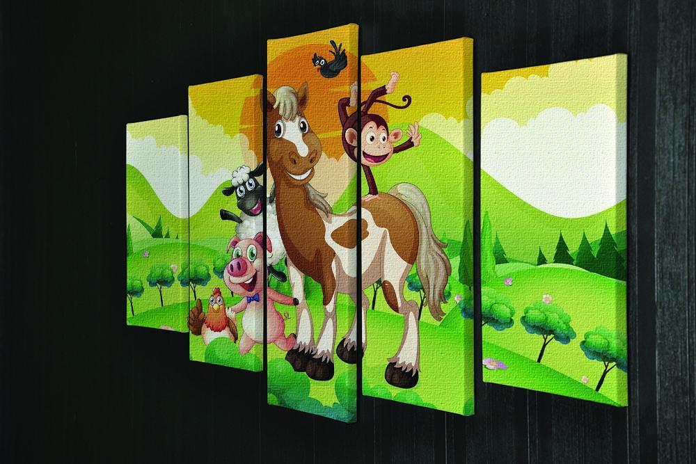 Farm animals in the field 5 Split Panel Canvas - Canvas Art Rocks - 2