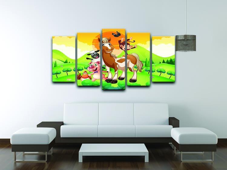 Farm animals in the field 5 Split Panel Canvas - Canvas Art Rocks - 3