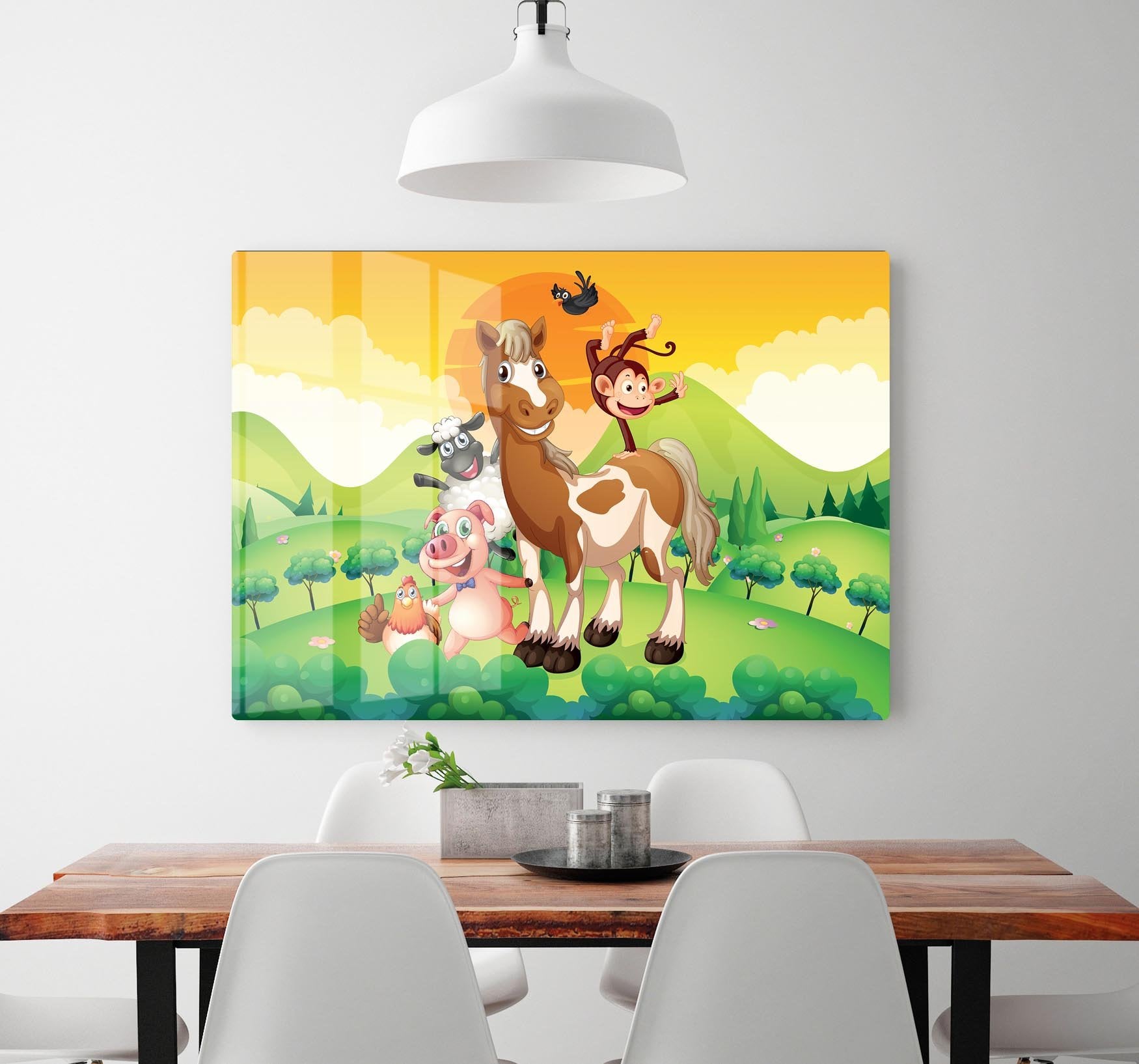 Farm animals in the field HD Metal Print - Canvas Art Rocks - 2