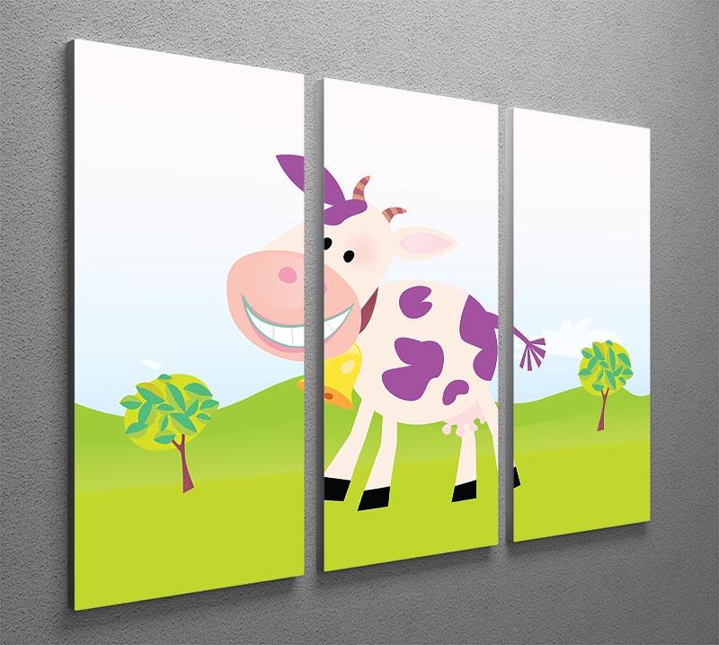 Farm scene with cow 3 Split Panel Canvas Print - Canvas Art Rocks - 2