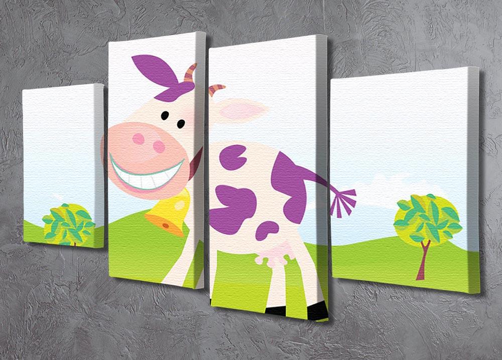 Farm scene with cow 4 Split Panel Canvas - Canvas Art Rocks - 2