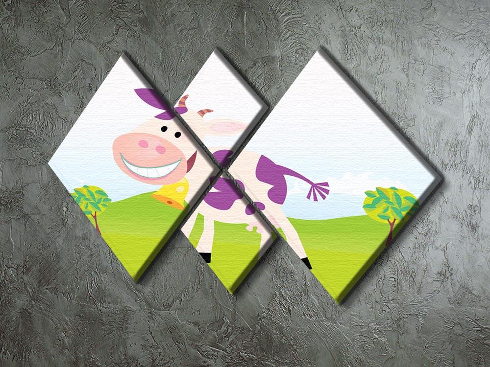 Farm scene with cow 4 Square Multi Panel Canvas - Canvas Art Rocks - 2