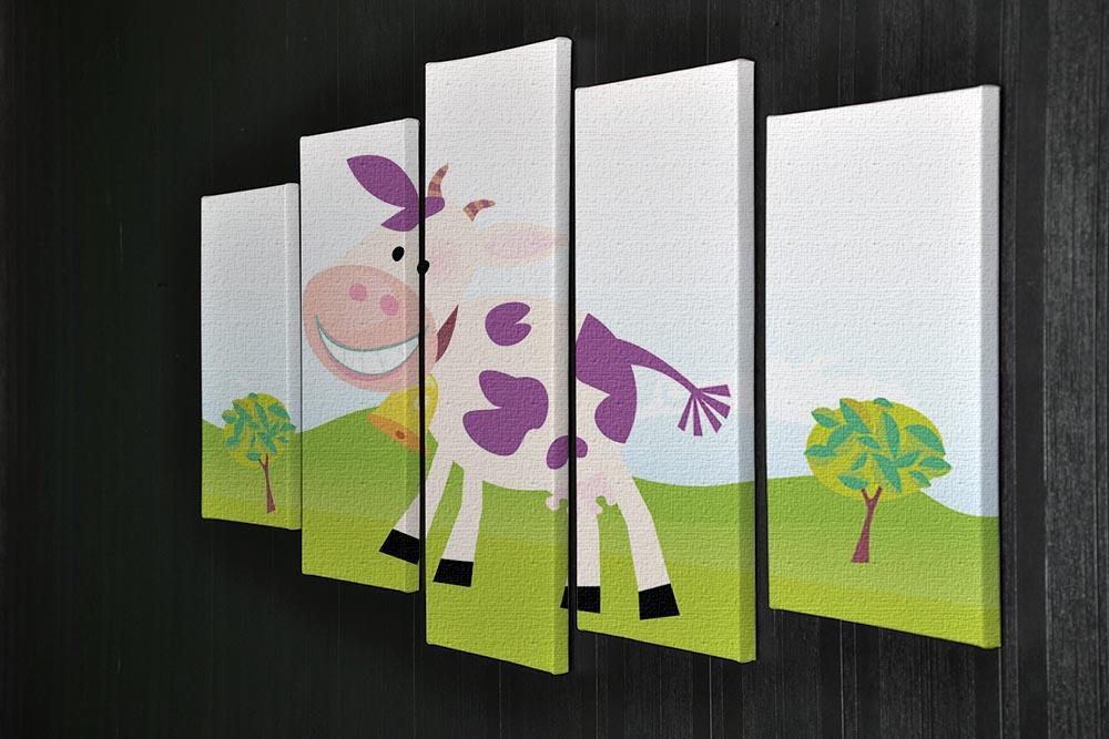 Farm scene with cow 5 Split Panel Canvas - Canvas Art Rocks - 2