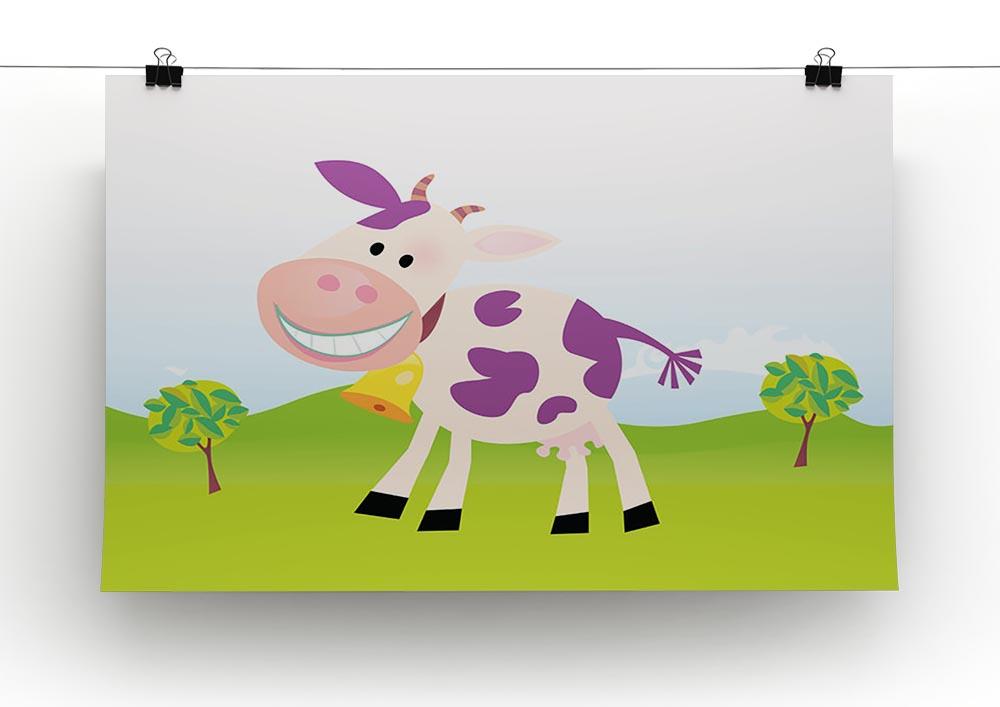 Farm scene with cow Canvas Print or Poster - Canvas Art Rocks - 2