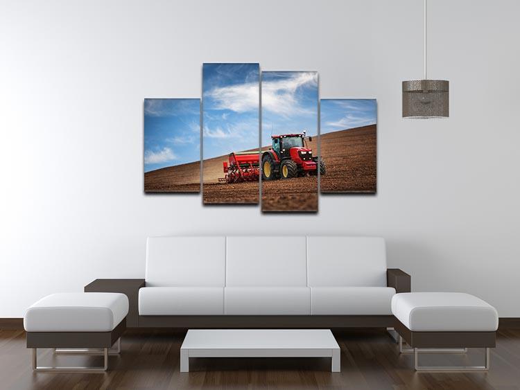 Farmer in tractor 4 Split Panel Canvas  - Canvas Art Rocks - 3