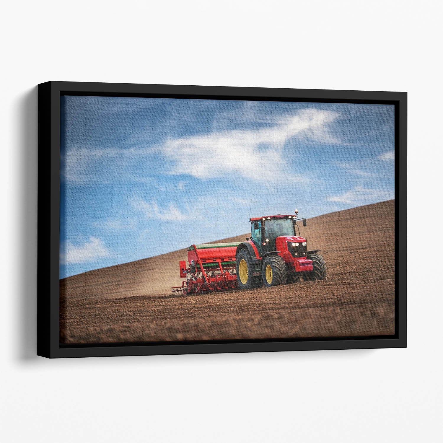 Farmer in tractor Floating Framed Canvas