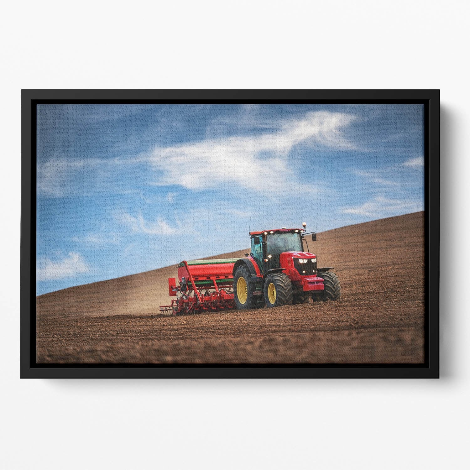 Farmer in tractor Floating Framed Canvas