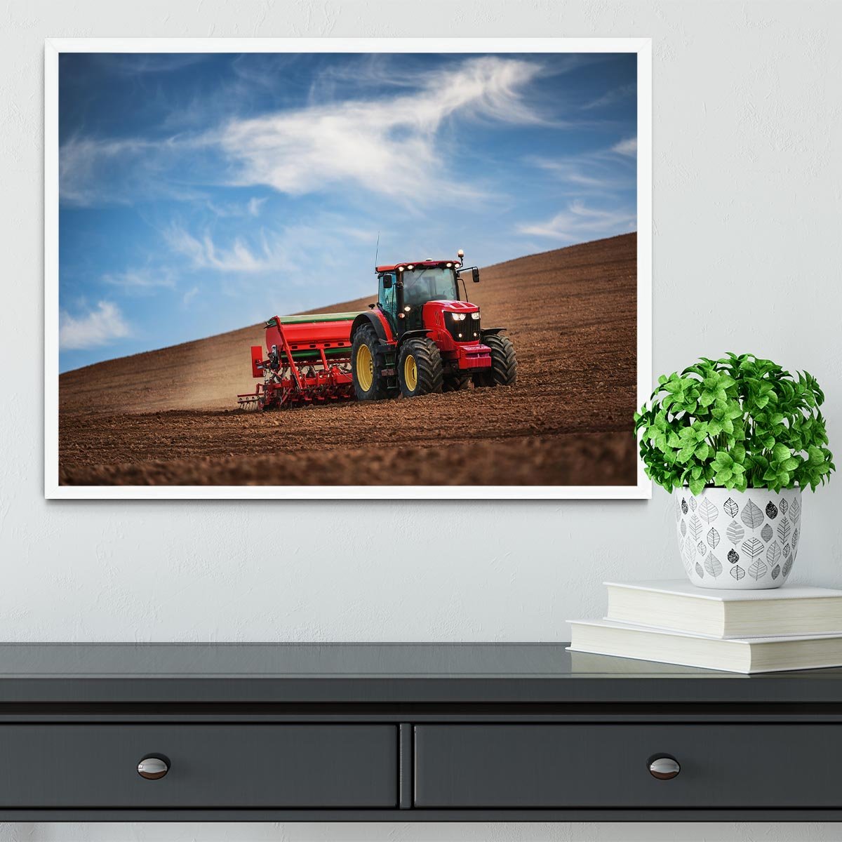 Farmer in tractor Framed Print - Canvas Art Rocks -6