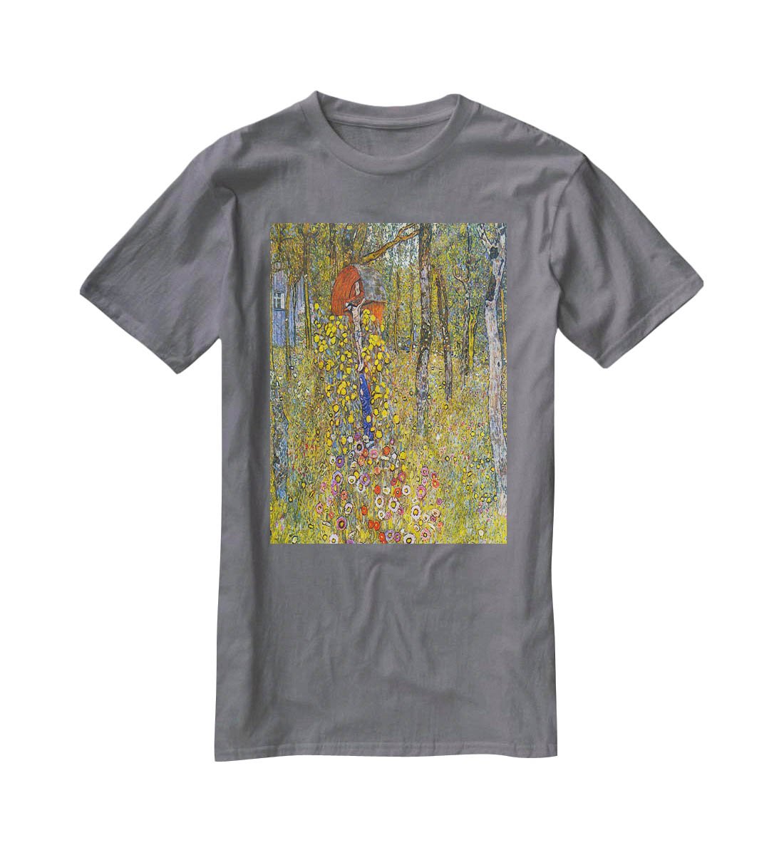 Farmers garden with crucifix by Klimt T-Shirt - Canvas Art Rocks - 3