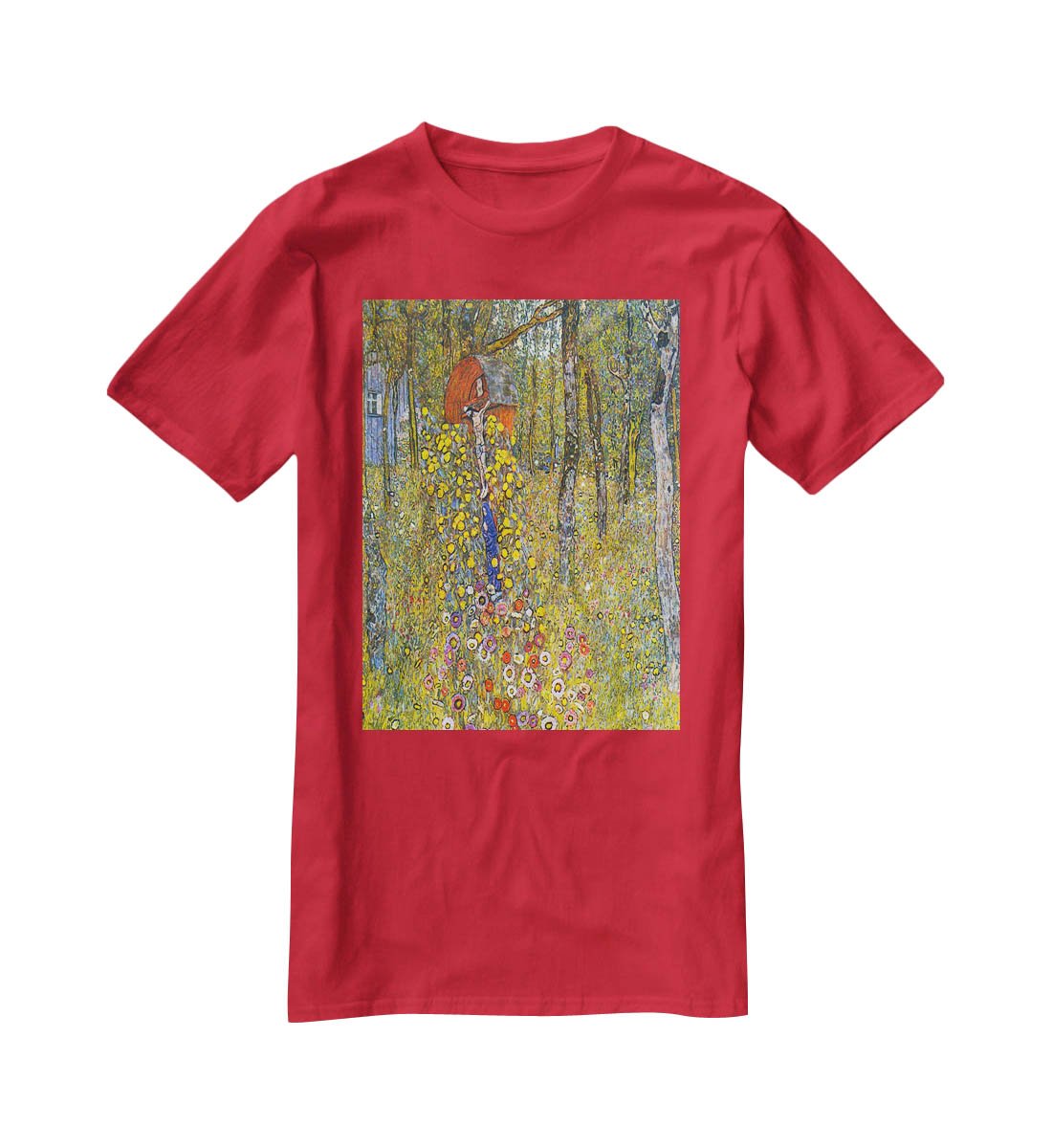 Farmers garden with crucifix by Klimt T-Shirt - Canvas Art Rocks - 4