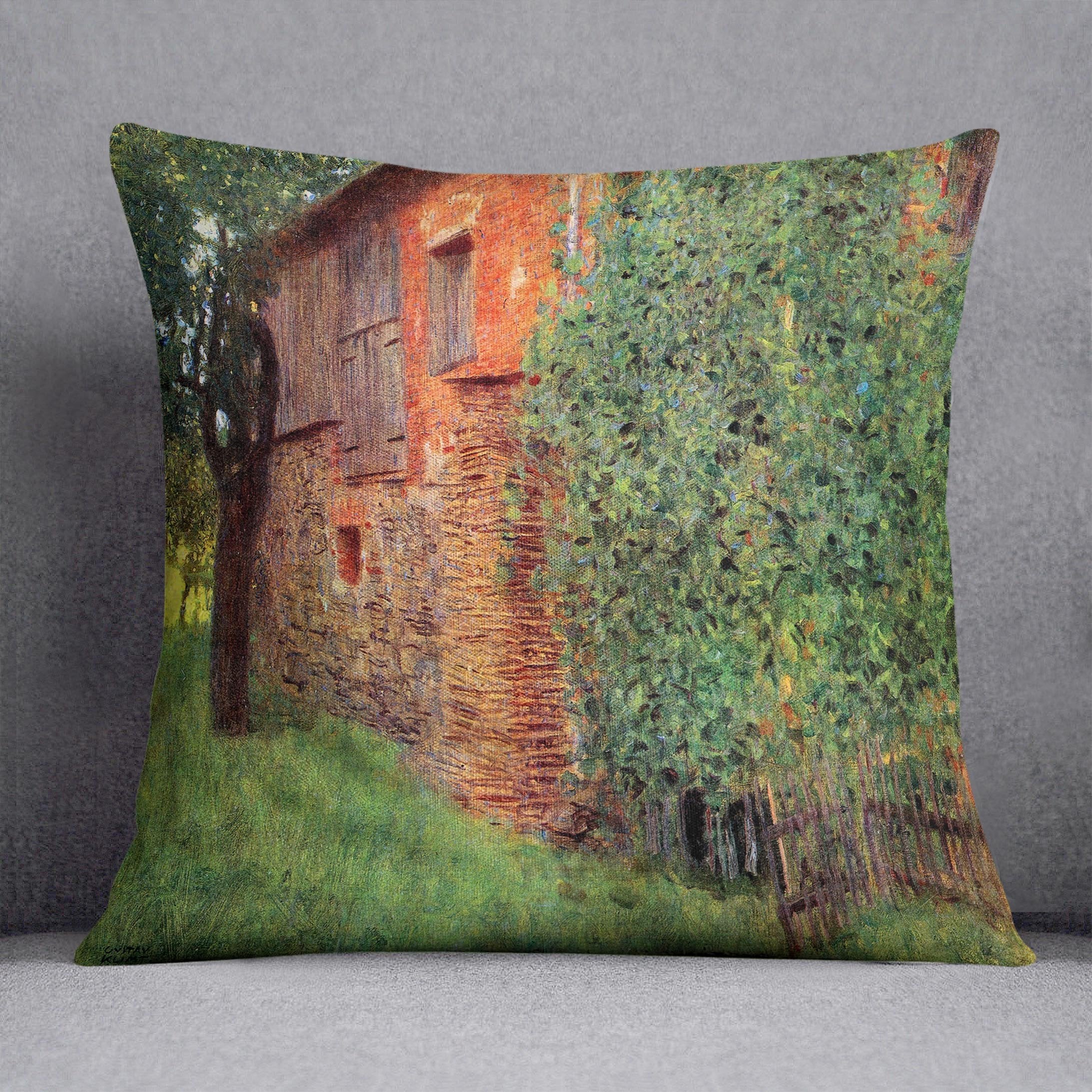 Farmhouse in Chamber in Attersee by Klimt Throw Pillow