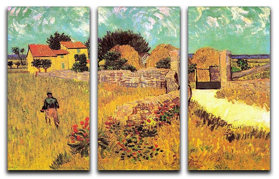 Farmhouse in Provence by Van Gogh 3 Split Panel Canvas Print - Canvas Art Rocks - 4