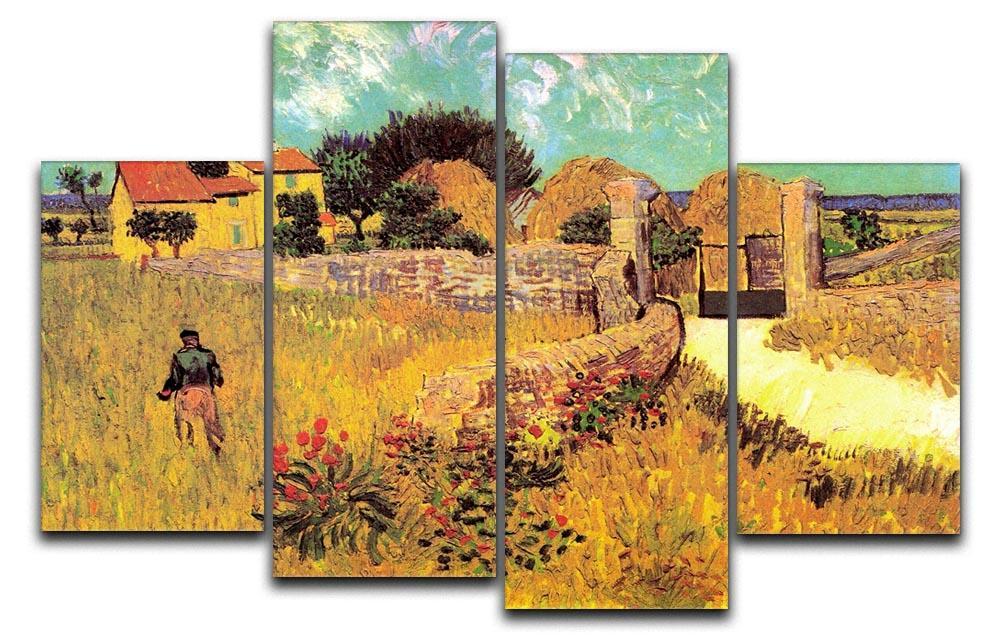 Farmhouse in Provence by Van Gogh 4 Split Panel Canvas  - Canvas Art Rocks - 1