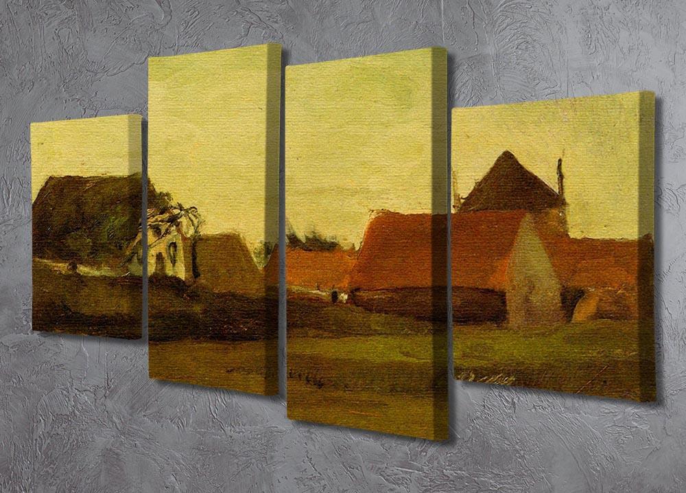 Farmhouses in Loosduinen near The Hague at Twilight by Van Gogh 4 Split Panel Canvas - Canvas Art Rocks - 2