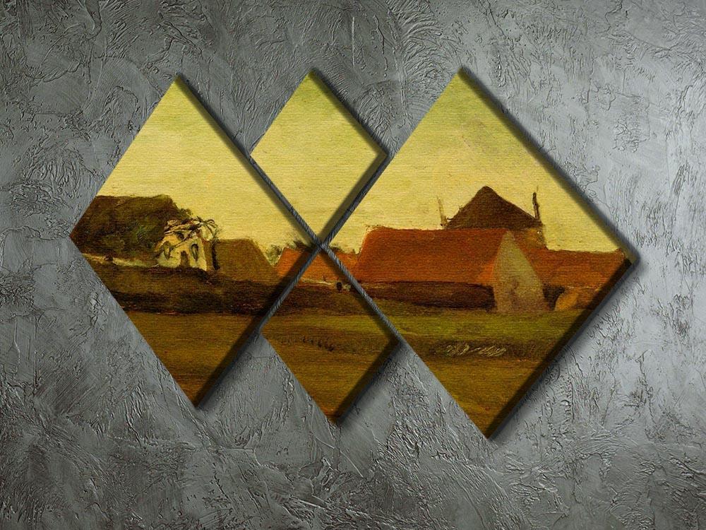 Farmhouses in Loosduinen near The Hague at Twilight by Van Gogh 4 Square Multi Panel Canvas - Canvas Art Rocks - 2