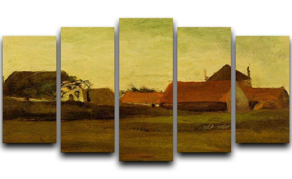Farmhouses in Loosduinen near The Hague at Twilight by Van Gogh 5 Split Panel Canvas  - Canvas Art Rocks - 1