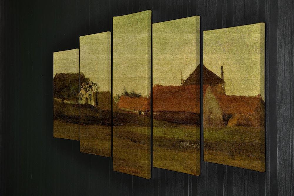 Farmhouses in Loosduinen near The Hague at Twilight by Van Gogh 5 Split Panel Canvas - Canvas Art Rocks - 2