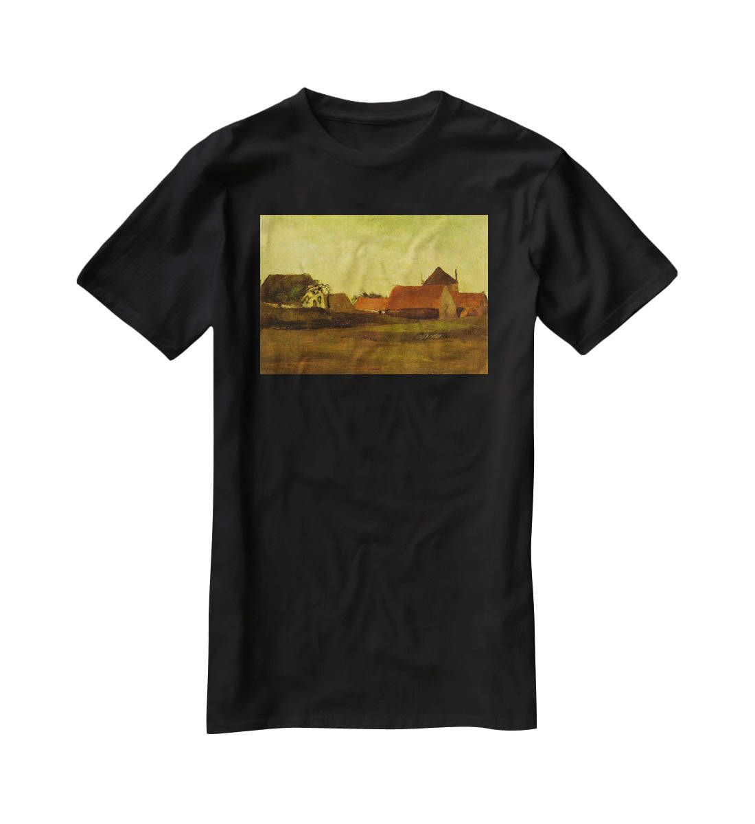 Farmhouses in Loosduinen near The Hague at Twilight by Van Gogh T-Shirt - Canvas Art Rocks - 1