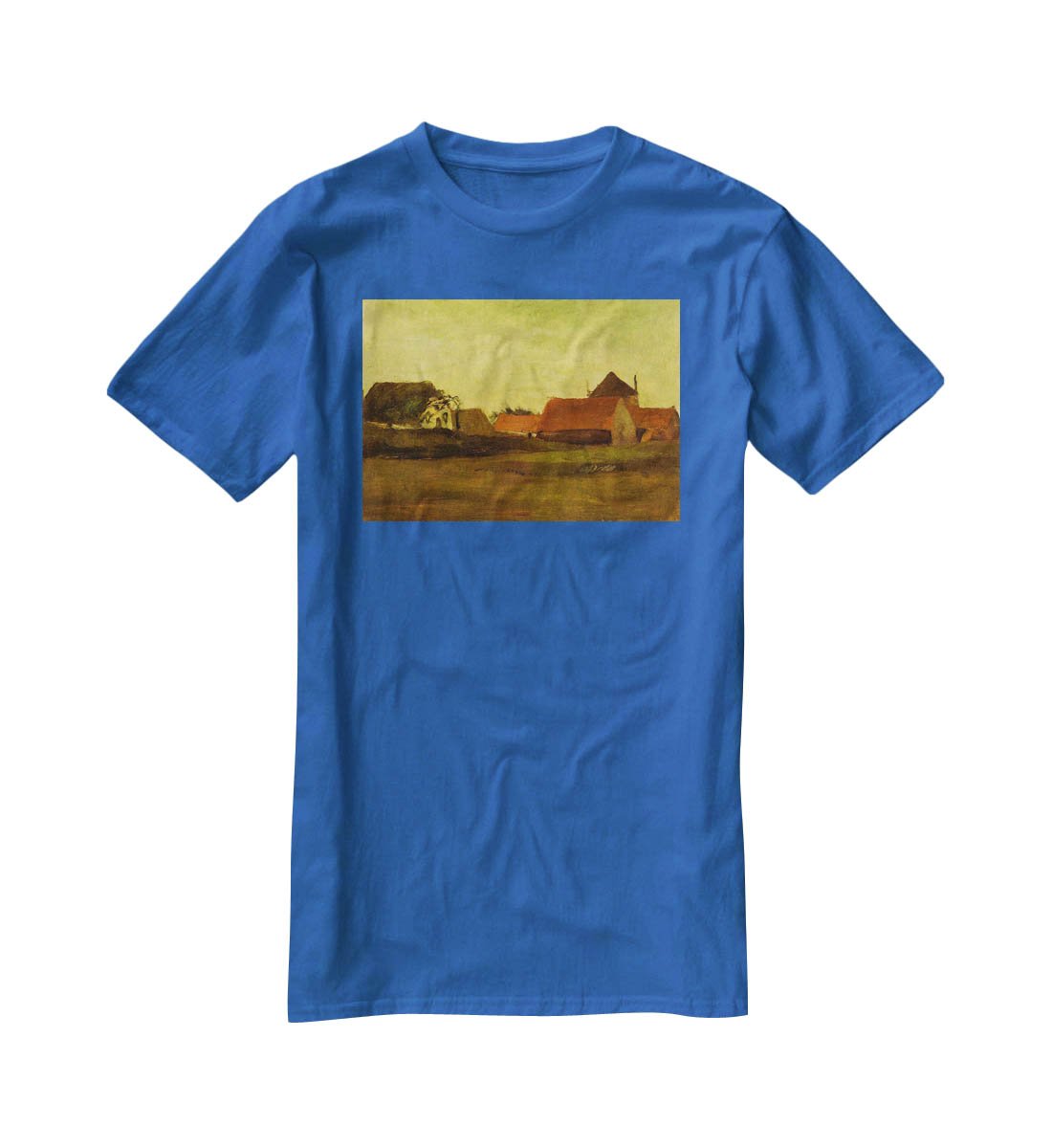 Farmhouses in Loosduinen near The Hague at Twilight by Van Gogh T-Shirt - Canvas Art Rocks - 2