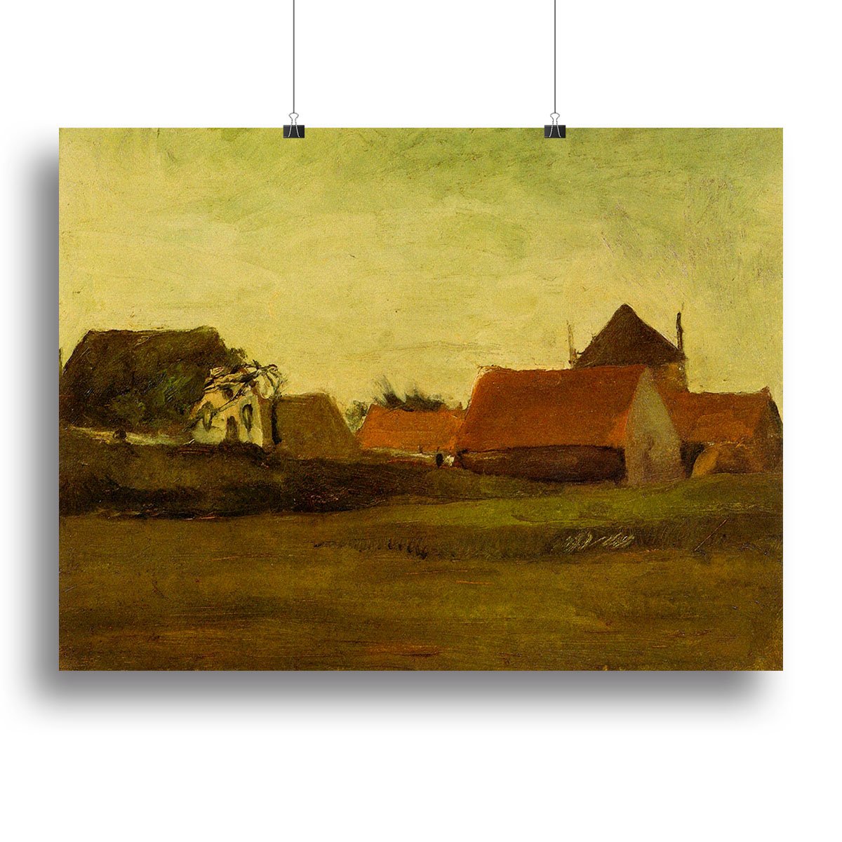 Farmhouses in Loosduinen near The Hague at Twilight by Van Gogh Canvas Print or Poster