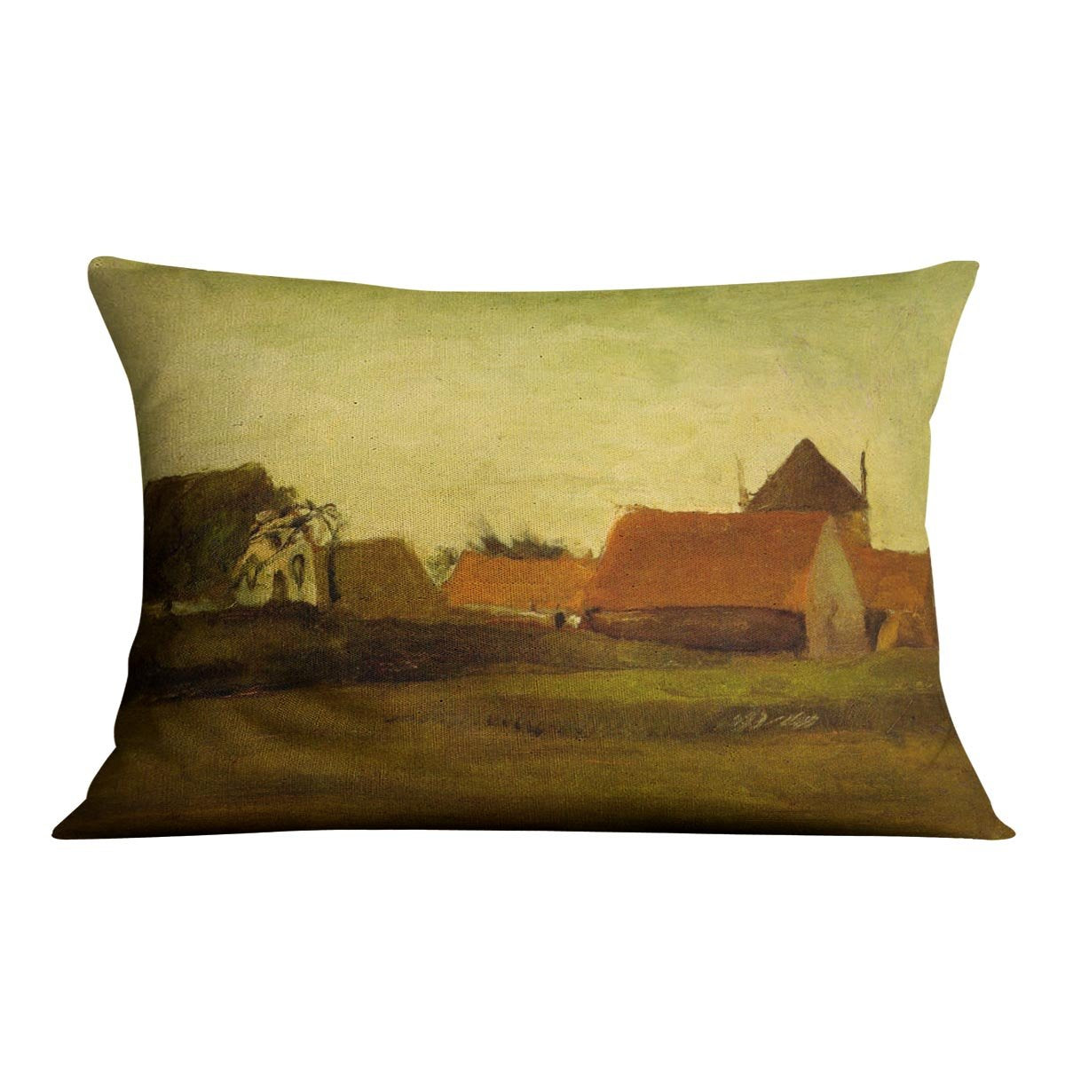 Farmhouses in Loosduinen near The Hague at Twilight by Van Gogh Throw Pillow