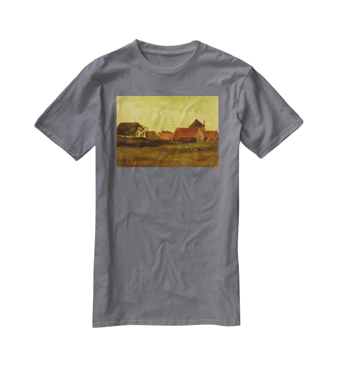 Farmhouses in Loosduinen near The Hague at Twilight by Van Gogh T-Shirt - Canvas Art Rocks - 3