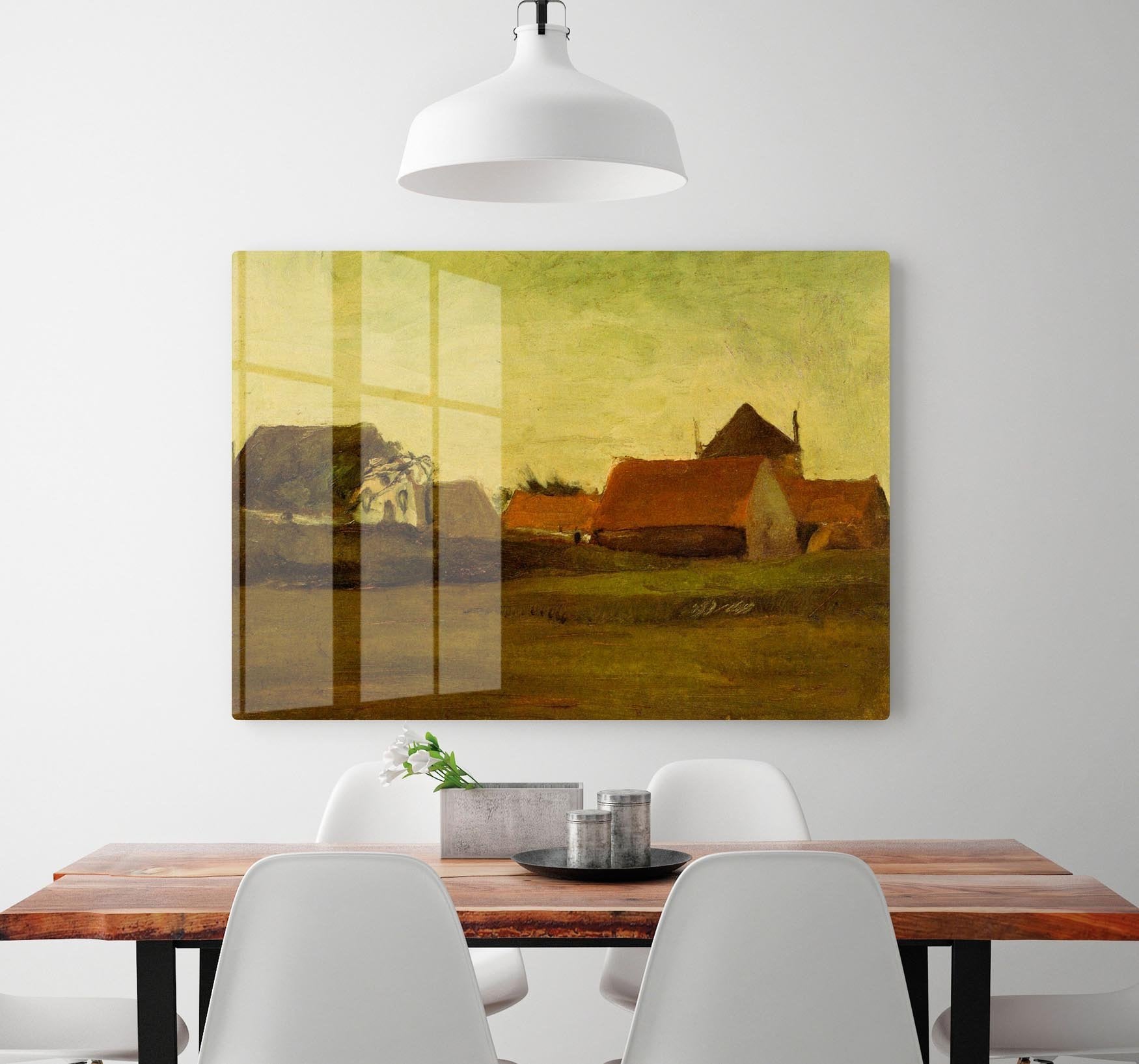 Farmhouses in Loosduinen near The Hague at Twilight by Van Gogh HD Metal Print