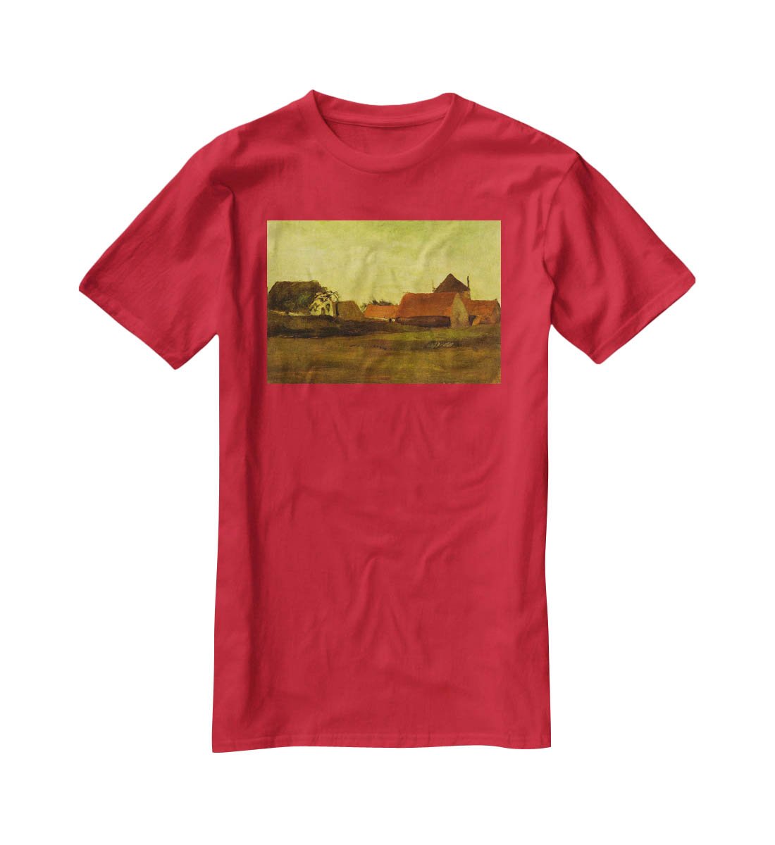 Farmhouses in Loosduinen near The Hague at Twilight by Van Gogh T-Shirt - Canvas Art Rocks - 4