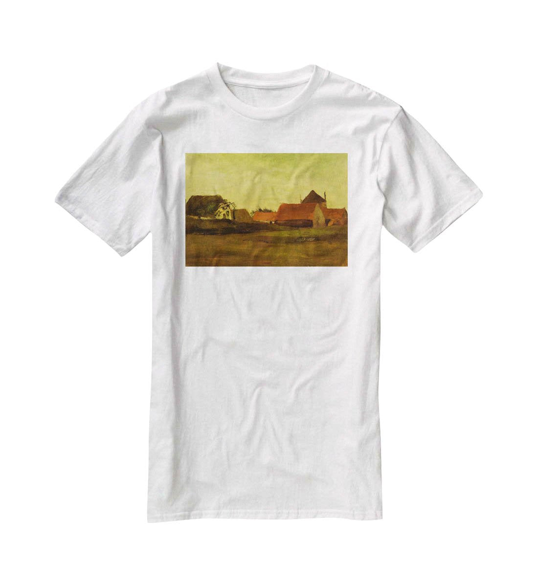 Farmhouses in Loosduinen near The Hague at Twilight by Van Gogh T-Shirt - Canvas Art Rocks - 5
