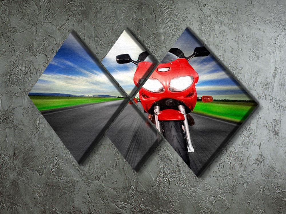 Fast Red Motorbike 4 Square Multi Panel Canvas  - Canvas Art Rocks - 2