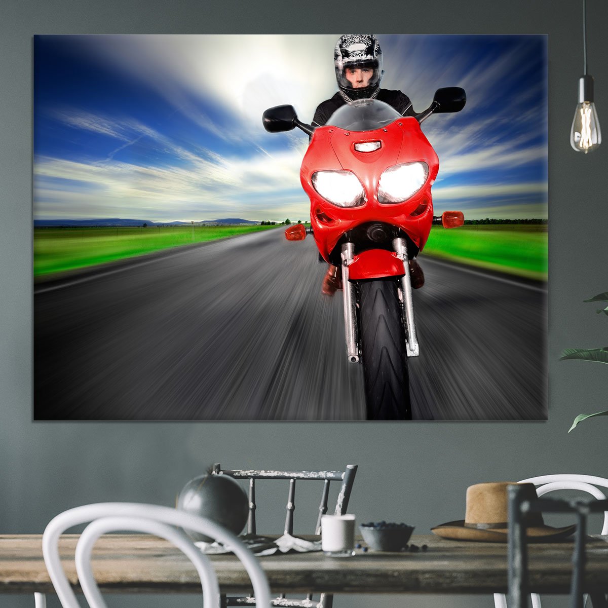 Fast Red Motorbike Canvas Print or Poster